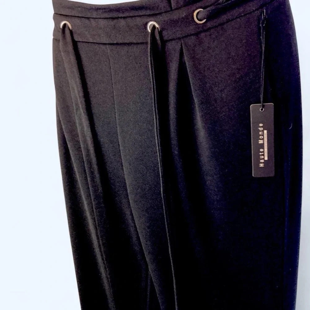 Haute Monde black trousers with drawstring waist and pleats L